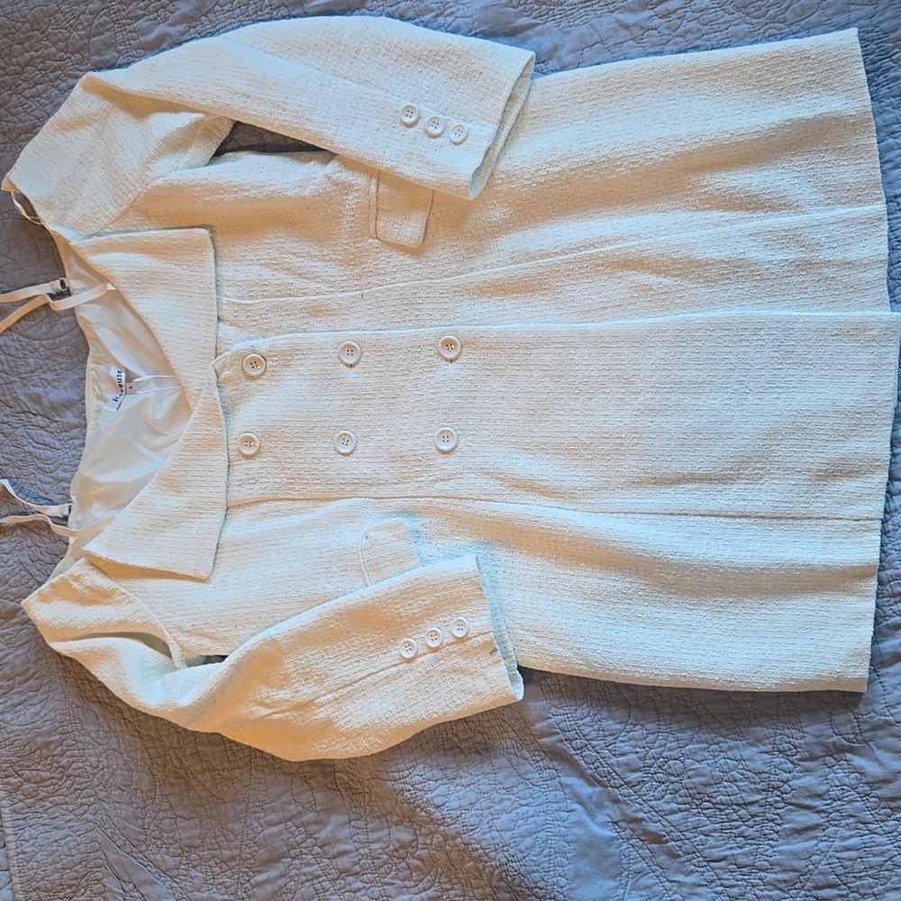 Ivory Textured Double-Breasted Dress